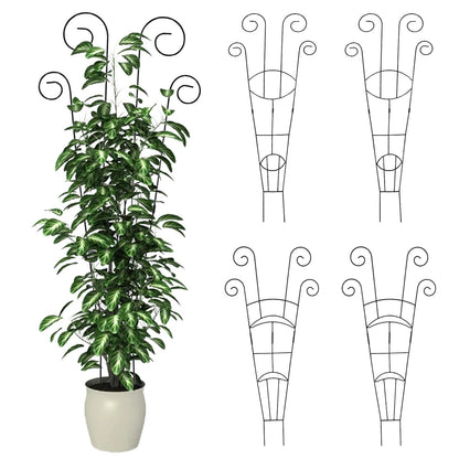 4 Pack Metal Trellis for Climbing Potted Plants Indoor Outdoor - 30 Inch Rustproof Garden Stakes, Plant Support for Monstera Pothos Ivy Hoya Vines, Potted Houseplant