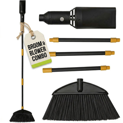 Aerobroom Outdoor Broom and Cordless Leaf Blower Combo, Mini Leaf Blower with Collapsible Broom Handle, Air Stick Blower/Broom Tool for Patios, Decks, Driveways, RVs, Camping and Shops