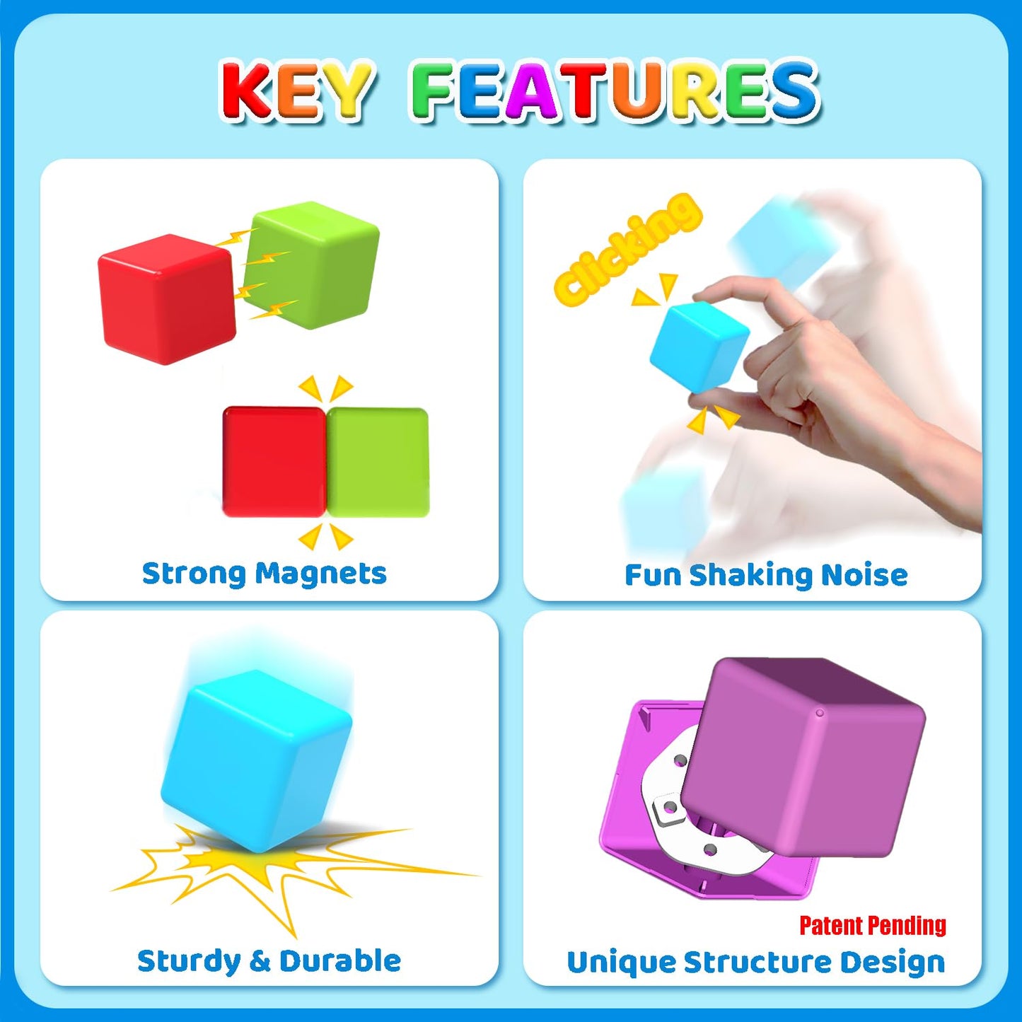 Magnetic Building Blocks & Magnetic Puzzle Toys for Toddlers, Large Building Blocks Cubes 1.65 Inches, Sensory & Montessori Toys for Boys & Girls 1 2 3 Years Old(28pcs)
