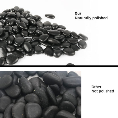 Black Pebbles for Plants 7lb Bulk Bag Aquarium Gravel 0.5"- 1" Decorative Polished Fish Tank Stone River Rocks