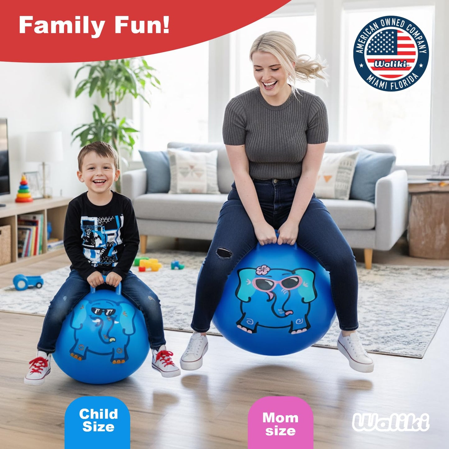 WALIKI Hopper Ball Toy for Boys and Girls Ages 3-6 | Hippity Hop Jumping Ball | Cool Birthday Gift | Blue | 18"