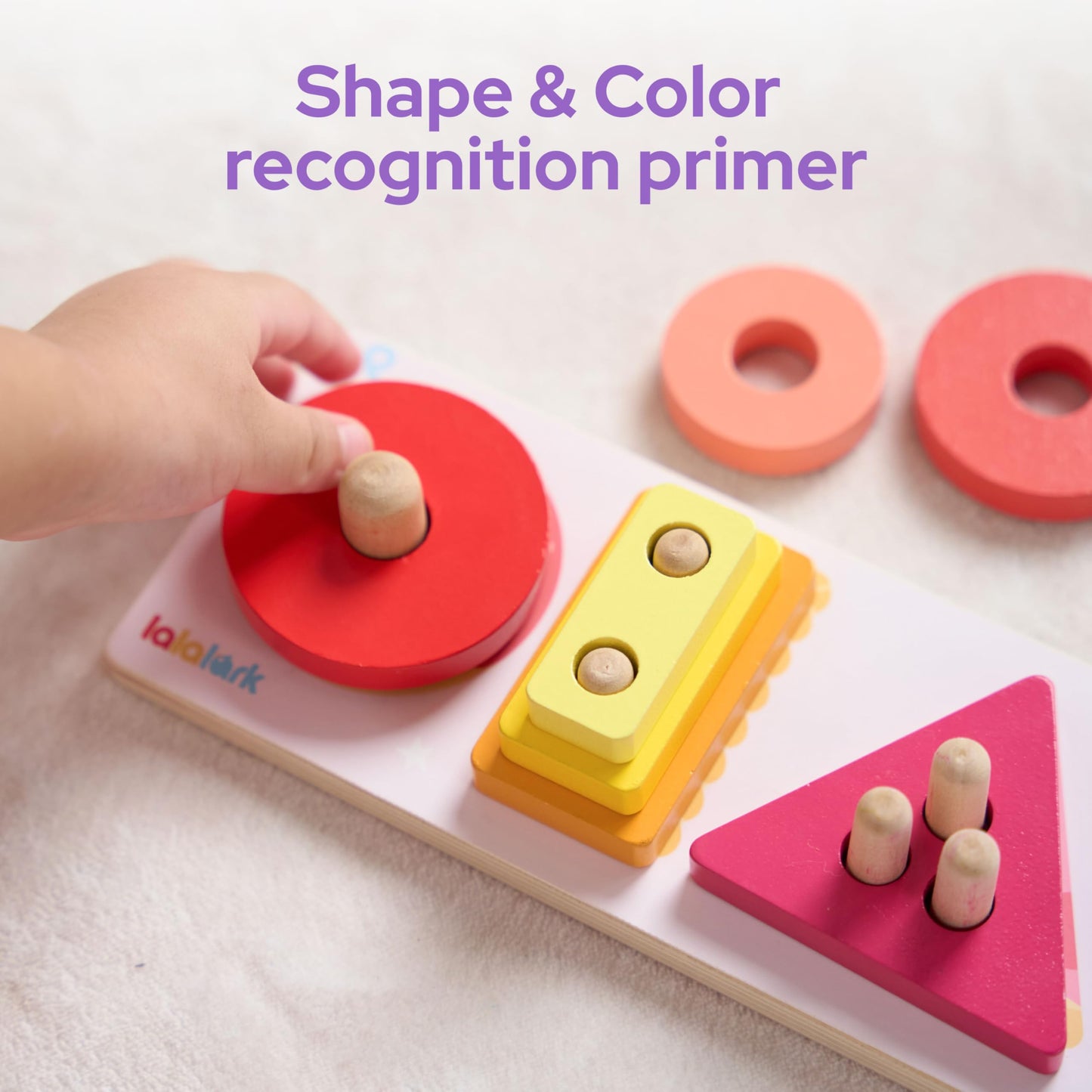 lalalark Montessori Toys for 1 2 3 Year Old, Wooden Sorting & Stacking Toys with 5 Theme Cards, Educational & Learning Sensory Sorter Toys for Toddlers，Boys Girls Easter Valentine Birthday Gifts