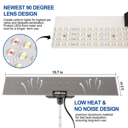 JCBritw 60W LED Grow Light on Stand for Indoor Plants, Desktop Plant Growing Lamp Full Spectrum with IR, 90 Degree Lens Tabletop Plant Light for Seed Starting, Seedlings, Veg, Fruits and Flower
