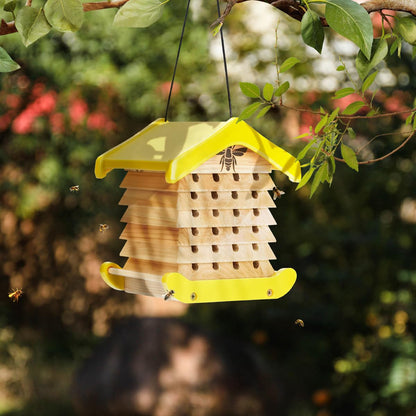 2026 Polinator Mason Bee House Shelter, Insect House Hotel - Backyard Bug Insect House Leafcutter Solitary Cedar Composite Interactive Wooden House - PollinatorManagement System