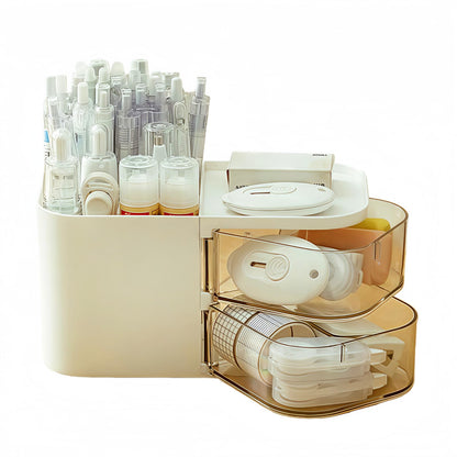 SHUTKMVCW Desk Organizer with 3 Compartments and 2 Drawers, Multi-Functional Pencil Holder for Desk Organizers and Accessories for School, Home, Office Supplies, ‎6.89" x3.54" x 3.62''