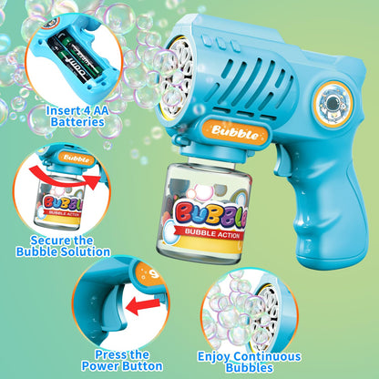 EagleStone Toys for 3+ Year Old Boys Girls, 2 Pack Bubble Gun Machine with Bubble Solution, Outdoor Toy for Kids Ages 4-8,Kids Toys for Ages 3-4 4-6 5-7, Birthday Gifts for 3 4 5 6 7 8 Year Old Boys