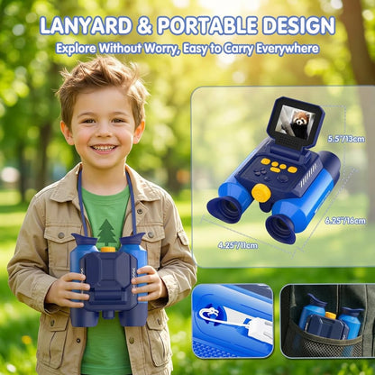 OAEBLLE Nature Exploration Toys, 2.4" IPS Screen Digital Wildlife Camera with Night Vision & 10X Zoom, Kids Outdoor Play Equipment for Children Ages 4-8 8-12, Bird Watching Camping Gifts for Boy Girls