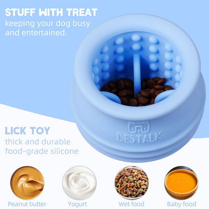 Bestalk Dog Enrichment Treat Toy, Long-Lasting Wobbly Interactive Freeze Lick Toys for Dogs, Stuffable Puzzle Feeder Toy for Boredom, Silicone Treat Dispensing Chew Toy (Baby Blue,M)