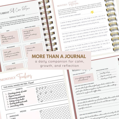 Daily Self Care Journal for Women - A5, Wellness Journal with Prompts - Goal Journal for Happiness,Mindfulness,Productivity & Personal Development - Reduce Stress & Improve Mental Health - Pink