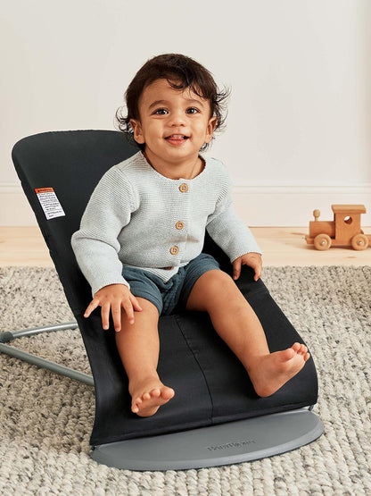BabyBjörn Bouncer Bliss, Black, Woven, Classic Quilt | 2-in-1 Adjustable Baby Bouncer Seat and Toddler Chair, Newborn to Toddler (8-29 lbs), 4 Positions, Lightweight & Portable