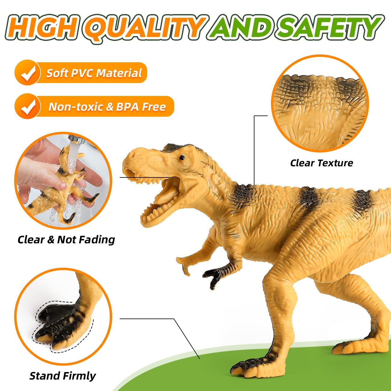 Kiddiworld Dinosaur Toys for Kids 3-5, 31PCS Realistic Plastic Dinosaur Figures with Stone&Tree&Fence in Storage Cage for Toddlers Ages 5-7, Dino Toys Gifts for 3 4 5 Year Old Boys Girls