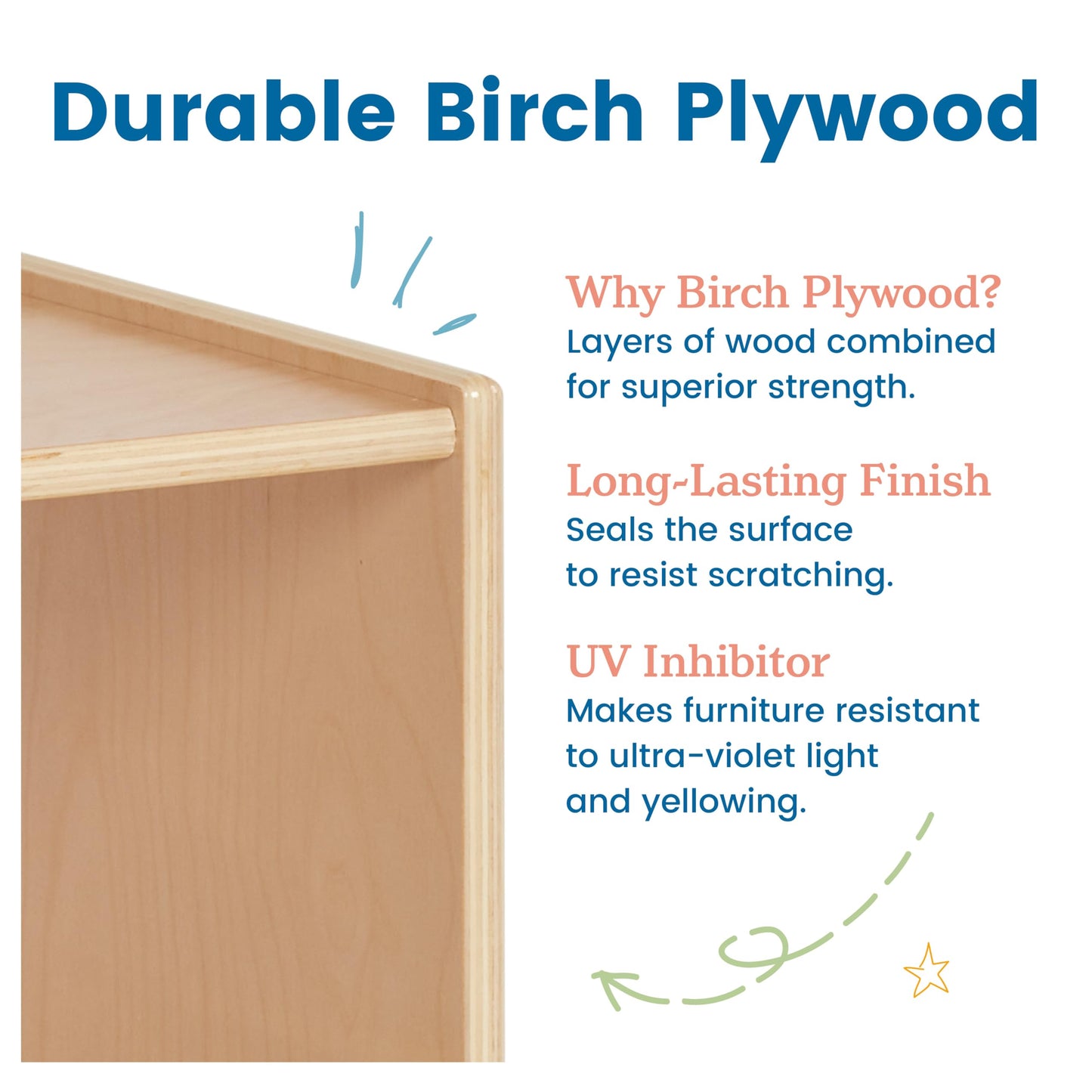 ECR4Kids Wooden Pretend Play Kitchen Storage Cupboard for Kids, Montessori Furniture, Natural