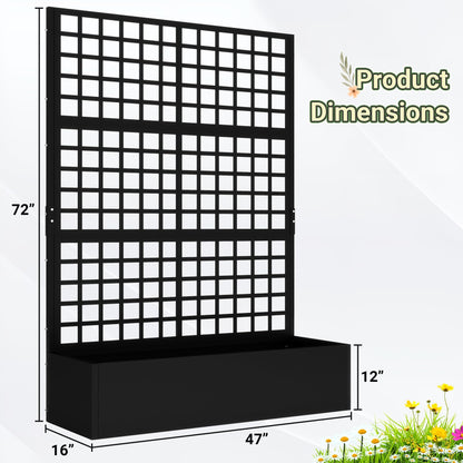 Toriexon Metal Planter with Trellis 72" x 47’’ x 16", Raised Garden Bed with Trellis, Planter Box with Privacy Screen for Climbing Plants, Flowers, Vegetables, Fruits