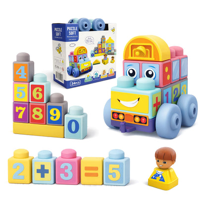 ROHSCE Baby Blocks 6 to 12 Months Kids Building Blocks Colorful Soft Blocks for Toddlers, Large Creative Stacking Blocks, STEM Soft Blocks for Baby 34 PCS, Toddler Stacking Toy Gifts