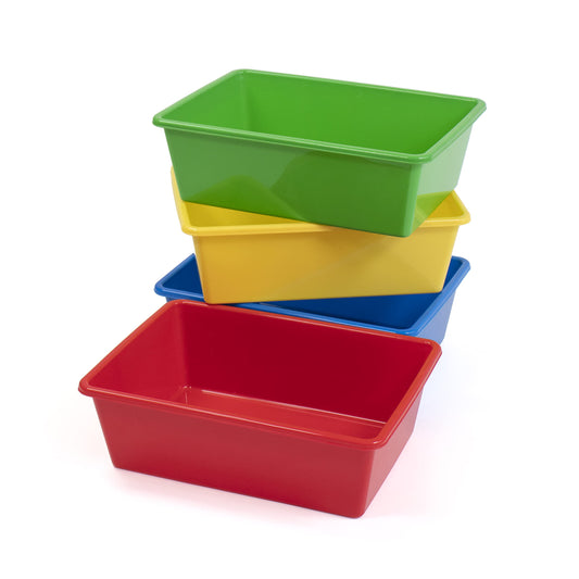 Humble Crew Toy Storage Bins for Kids, Set of 4, Primary Colors - Large, Sturdy, Colorful Plastic Storage Bins for Classroom, Playroom, Nursery and More - Premium Toddlers Toy Organizer