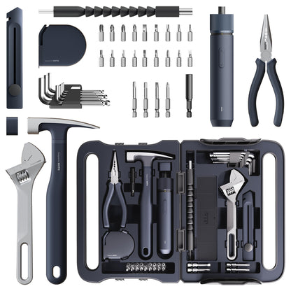 HOTO 40-Piece Tool Kit, Household Essentials Tool Set w/Smart Electric Screwdriver (LED, 3 Torque) + 14 Tools & 26 Accessories | Pro-Grade Compact Organizer for Home, Dorm Repairs, DIY
