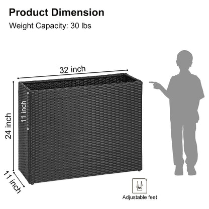 SUNNYPARK Tall Rectangular Planter with Removable Liner, All-Weather PE Rattan Large Modern Planters Indoor Outdoor Flower Plant Pots Garden Box Patio Yard Front Porch Deck