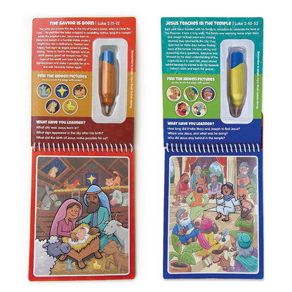 KangaToys Aqua Brush 2 Pack of The New Testament Color with Water Activity Book, Bible School, Preschool, Elementary, Primary, Christian, Religion, for Kids Ages 3+