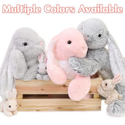 MaoGoLan 4Pcs Large Bunny Stuffed Animal with 3 Babies Inside, 24" Giant Easter Bunny Plush Toys, Soft and Cuddly Gray Stuffed Rabbit Gift for Kids,Girls,Boys,Teens