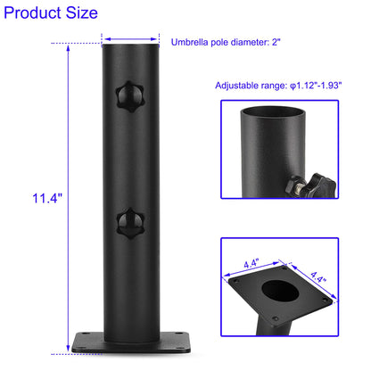 Wdwlbsm Patio Umbrella Outdoor Base Deck Mount Umbrella Holder Heavy Duty Umbrella Clamp Hand-Turn Knob Umbrella Base Stand for Decks, Docks, Courtyard Balcony, Pontoons, Patios, Pinic Tables Desk