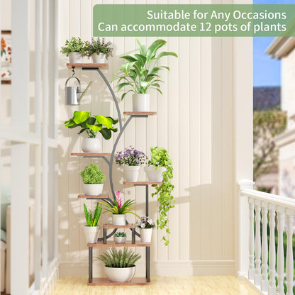 Plant Stand Indoor with Grow Lights,62" Tall 8-Tier Metal Corner Shelf,Multiple Plant Rack for Living Room,Full Spectrum LED Light for Optimal Growth-Space Saving Design,Sturdy & Easy Assembly
