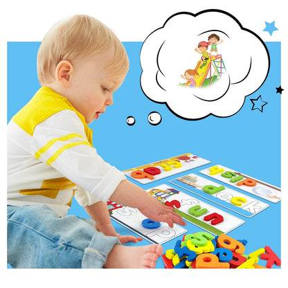 Officygnet Learning Toys for 3 4 5 6 Years Old Boys and Girls, See & Spell CVC Word Builders with Alphabet Cards for Kids Ages 3-5, Matching Letter Game for Preschool Toddler Learning Activities