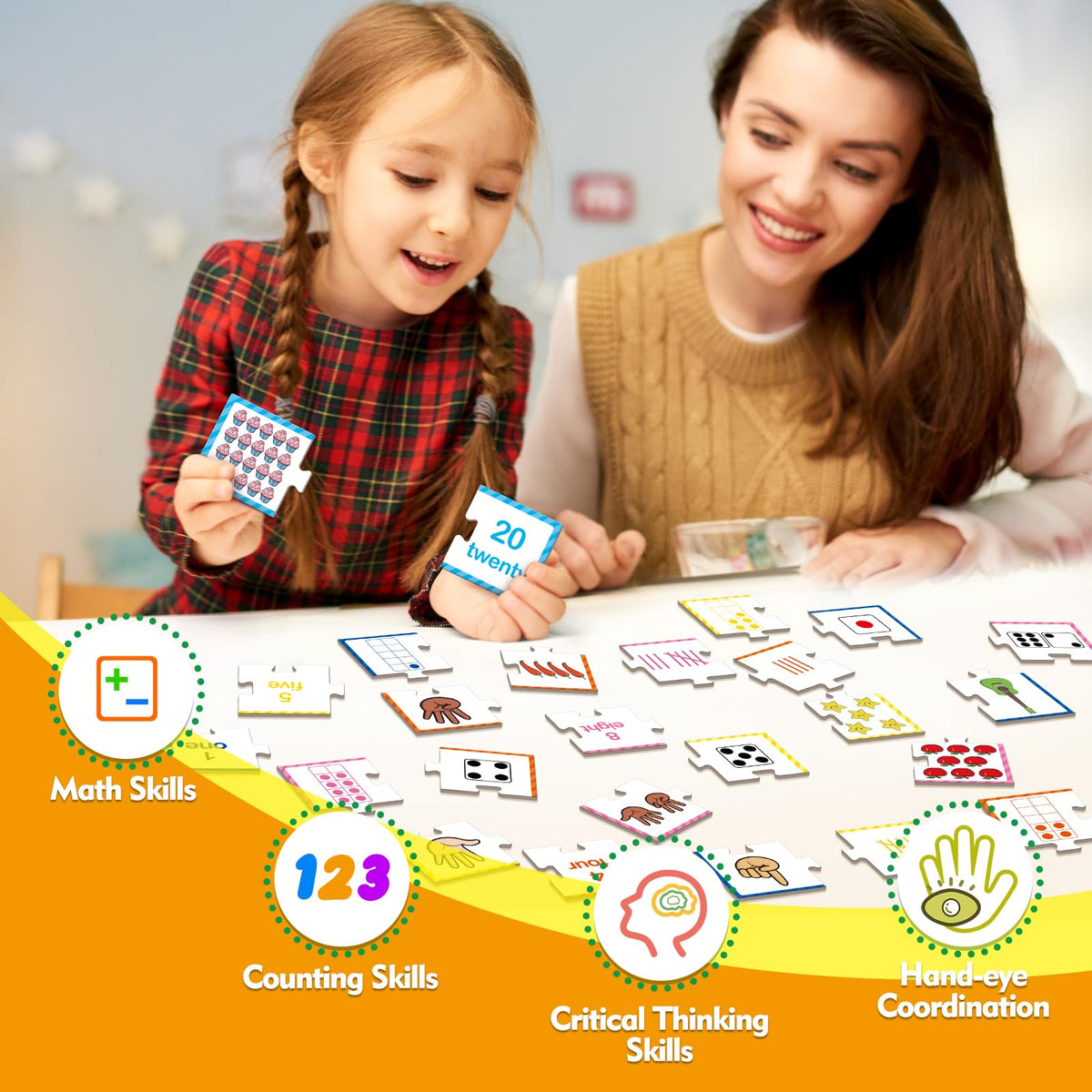 Kasfalci Number Puzzle Cards,Counting Toys,Math Manipulatives,Math Games for Kids,Toddler Puzzles,Matching Games,Preschool Learning Activities,Kindergarten Classroom Must Haves,Homeschool Supplies
