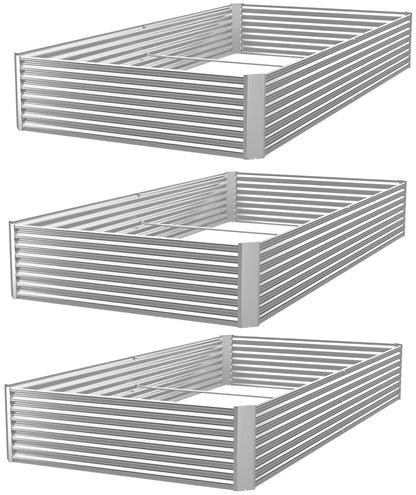 FRIZIONE 3pcs Galvanized Raised Garden Bed Outdoor,Above Ground Garden Bed for Vegetable,Metal Raised Beds for Flower,Steel Raised Beds for Gardening - 36x18 inch