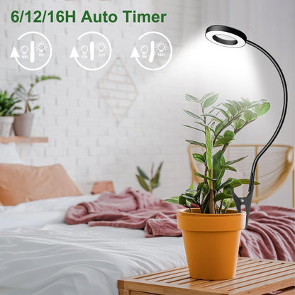 Wolezek 2 in 1 Grow Lights for Indoor Plants, 3 Colors Plant Lights with 360 Gooseneck, 48 LEDs Full Spectrum, 6/12/16H Timer, 5 Brightness, Black 3 Pack