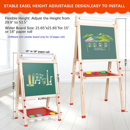 Ragstone Kids Easel Child Easel with Paper roll Double Sized Blackboard Chalkboard