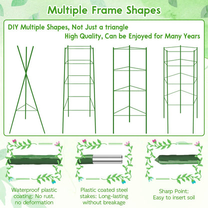 Riare 8 Pack 5.2 FT Tomato Cages for Garden- 63inches Heavy Duty Tomato Stakes and Supports, Adjustable Tall Tomato Plant Support Trellis for Pots, Raised Garden Bed, Climbing Vegetables Plants