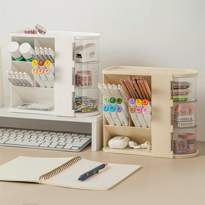 AevumTech Desk Organizer with Pen Pencil Holder for Desk, Pen Organizer with 3 Drawers, Multi-Functional Desk Organization Deals and Accessories Desktop Storage for Office Home Art Supplies (White)