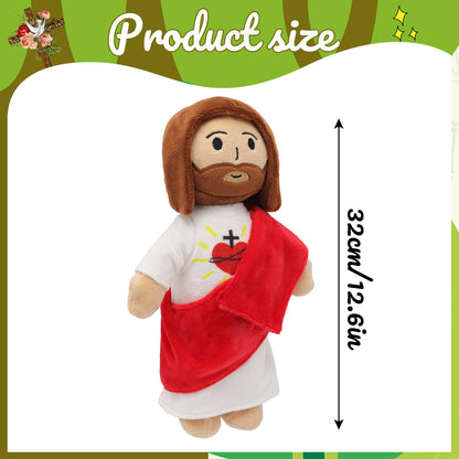 Yelakey 13" Jesus Plush Toy Heart of Jesus Plushie Savior Stuffed Doll for Church Sunday School Religious Easter Gift for Children Kids (Pack of 2)