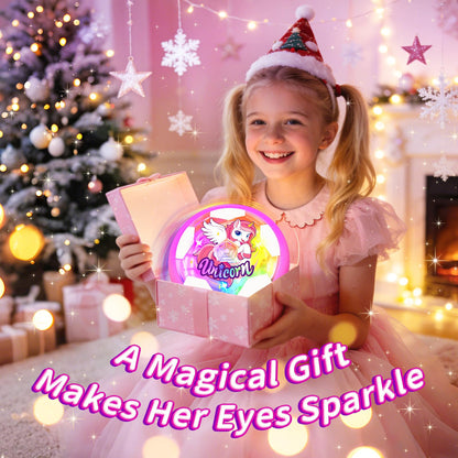 Tqeieu Unicorn Hover Soccer Ball for Girls, Light Up Air Floating Toys for Girls Age 3 4 5 6 7 8 9 10 11 12, Indoor Toy Birthday Gifts, Kids Games with LED Lights Foam Bumper, Kids Stocking Stuffers