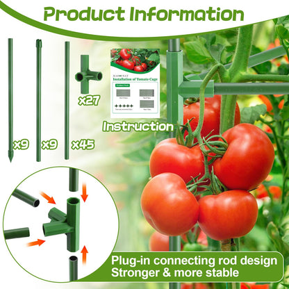 Sturdy Triangle Tomato Cage for Raised Garden Bed - 3 Sets 45'' Adjustable Garden Trellis Planters, Support for Outdoor Beans, Peppers, Cucumbers, Eggplants, Climbing Plants