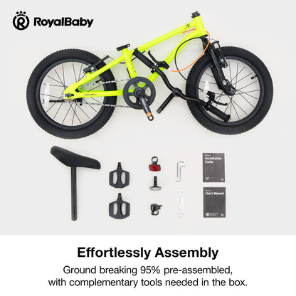 RoyalBaby X9 Kids Bike, Lightweight Aluminum 16-Inch Wheels Bicycle Boys and Girls Ages 4-7 Years, Green