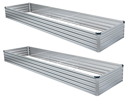 Meberam 2 Pack 12x2x1FT Galvanized Raised Garden Beds Kit Outdoor Metal Gardening Planter Box for Vegetable Elevated Flower Herbs,Silver