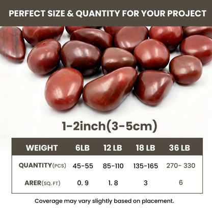MENGDEWEI Red River Rocks Outdoor Landscaping- 1-2inch Polished Pebble for Plants- Garden Decorative Stones-Large Plant Rocks,Ideal for Aquarium, Home Decor-12LB