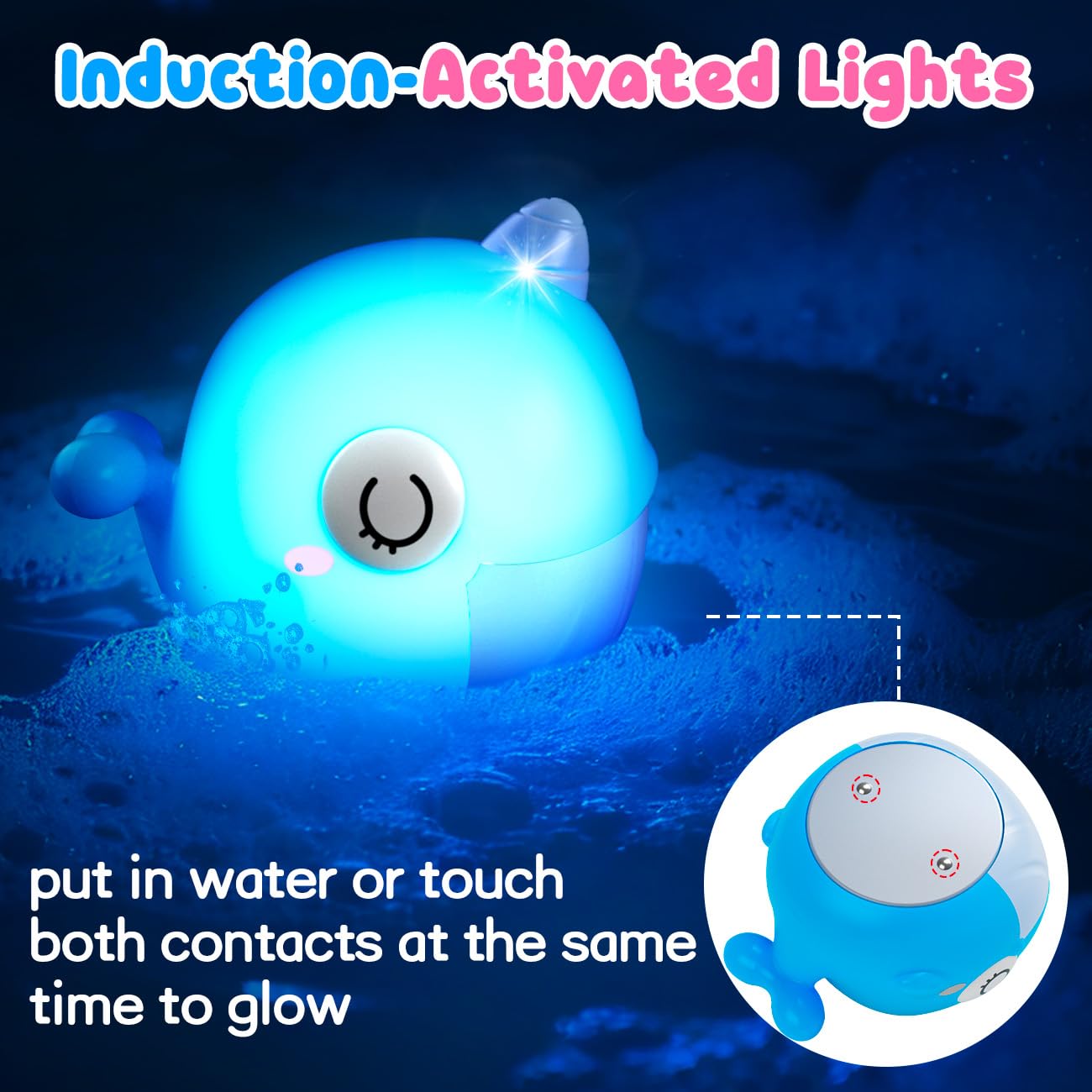 Light Up Bath Toys for Kids Ages 1-3, Pool Toys for 1 2 3 Year Old Girl Boy, Water Activated Bath Toys for Toddlers 3-5, Glowing Bathtub Toys for Baby Boy & Girl Gifts, 6 Pack
