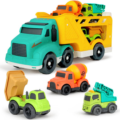 GDBAQAN Toddler Toys Trucks for 3 4 Year Old Boy, Kids Toy Cars with Dump Truck Toy, Crane, Mixer Cement, No BPA, No Phthalates, PVC, Baby Toys for Ages 3-4, Baby Boy Gifts for Birthday Christmas