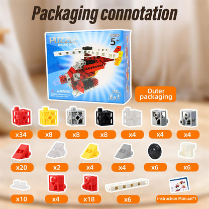 HYPDANK 150 PCS 0.8in Building Blocks - Toy Building Sets for Kids, Building Blocks Cubes, School Toys Birthday Gifts for Boys and Girls Age 3+ Years Old Stimulate Imagination (150, Helicopter)