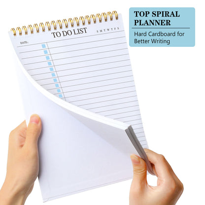 To Do List Notepad 3 Pack, Undated Daily Planner Notepad With To Do List Notebook Checklist Planner Spiral Waterproof Notepad for Office Supplies, School Planner, 52 Sheets/Pack, 5.5"*8.3" A5 Size