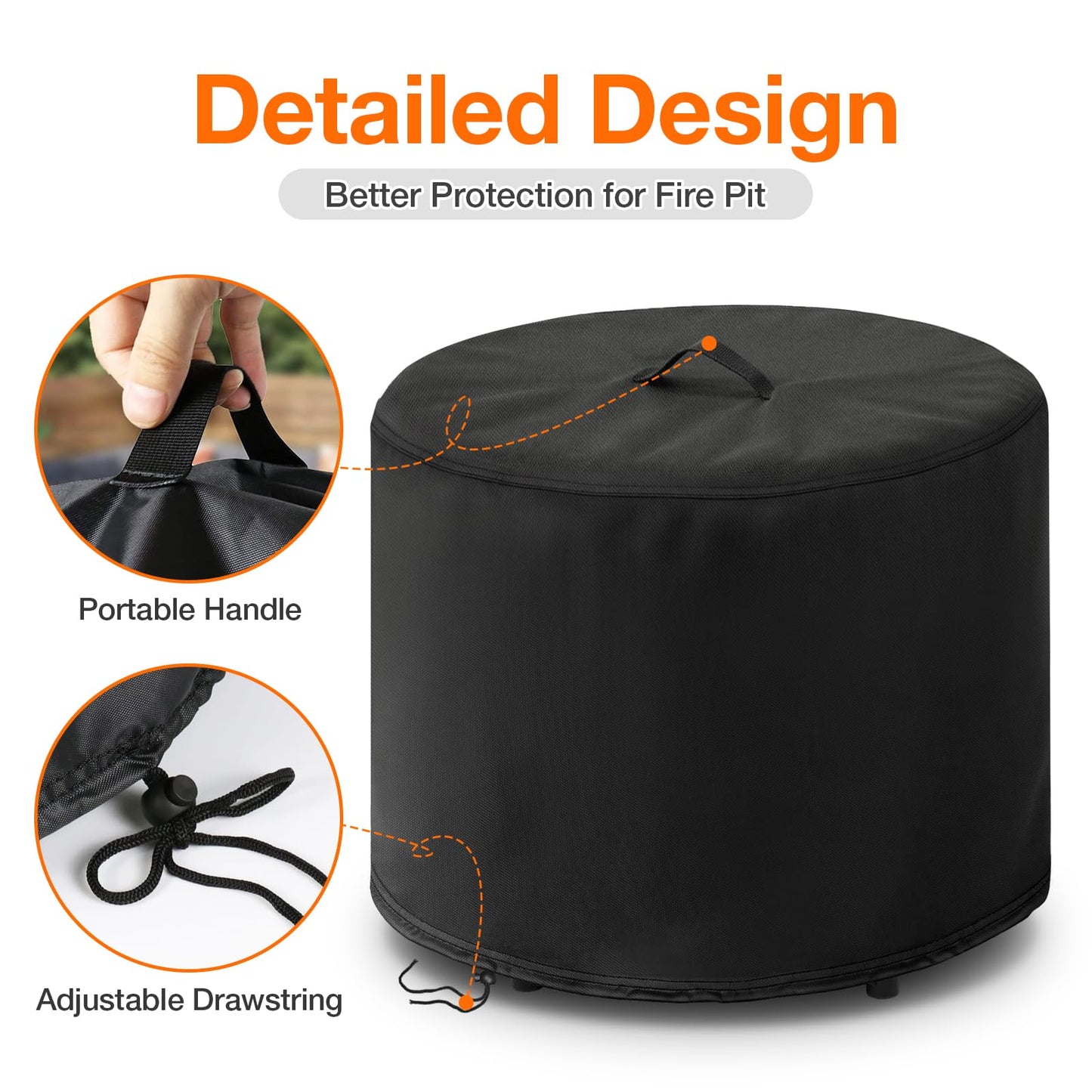 POMER Fire Pit Cover,30inch Round Fire Pit Cover for BALI OUTDOORS Gas Firepit Table Waterproof Propane Gas Fire Pit Column Cover - 30" D x 25" H