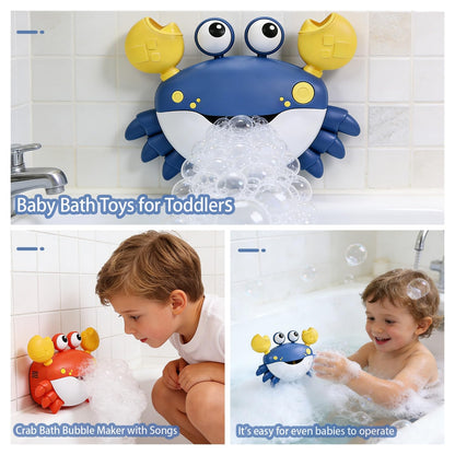 Crab Bubble Bath Maker for The Bathtub, Automatic Bath Toy Blows Bubbles & Plays Children’s Songs, Bathtub Toys As Birthday Gift for Boys Girls (Blue)
