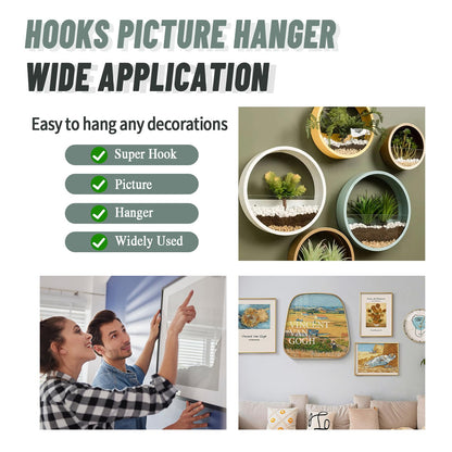 Super Hooks Picture Hanger,Gorilla Hooks - Hang Art, Clock, Shelves, Mirrors, Frames, or Planters for Home and Office Decorations-30pcs