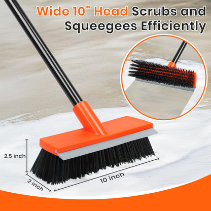 Deck Brush with Long Handle, Stiff Bristle Floor Scrub Broom, 55'' Outdoor Scrubber Remove Dirt, Leaves, Snow on Carpet, Patios, Garage, Concrete