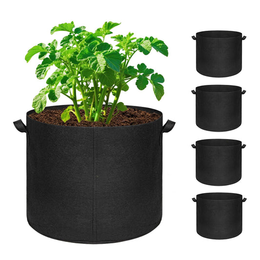 Hemikaki 5-Pack 20 Gallon Grow Bags, Large Nonwoven Fabric Pots with Handles for Planting Fruits, Vegetables, Flowers Indoor Outdoor