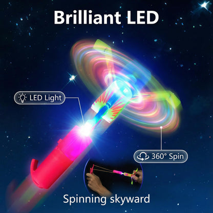 30 Packs Glow in the Dark Flying Toys Slingshots Rocket helicopter with Whistle for Kids,Glow Party Pavor Supplies for Kids Adults,Light up Toys for Camping Games Birthday Gifts Easter Basket Stuffer