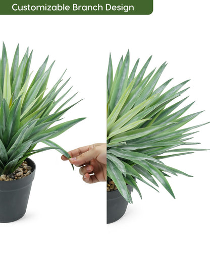 Velener Artificial Agave Plant in Black Pot with Real Stone Pebbles, Large Fake Agave Plants for Indoor and Outdoor-15 inches Tall, 81 Leaves