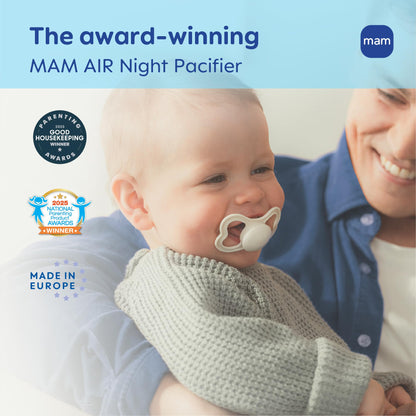 MAM Air Pacifier for Babies 6-16 Months, Extra Air Flow for Sensitive Skin, Developed with Medical Experts, BPA-Free Skin Soft Silicone, 4 Count, Made in Europe